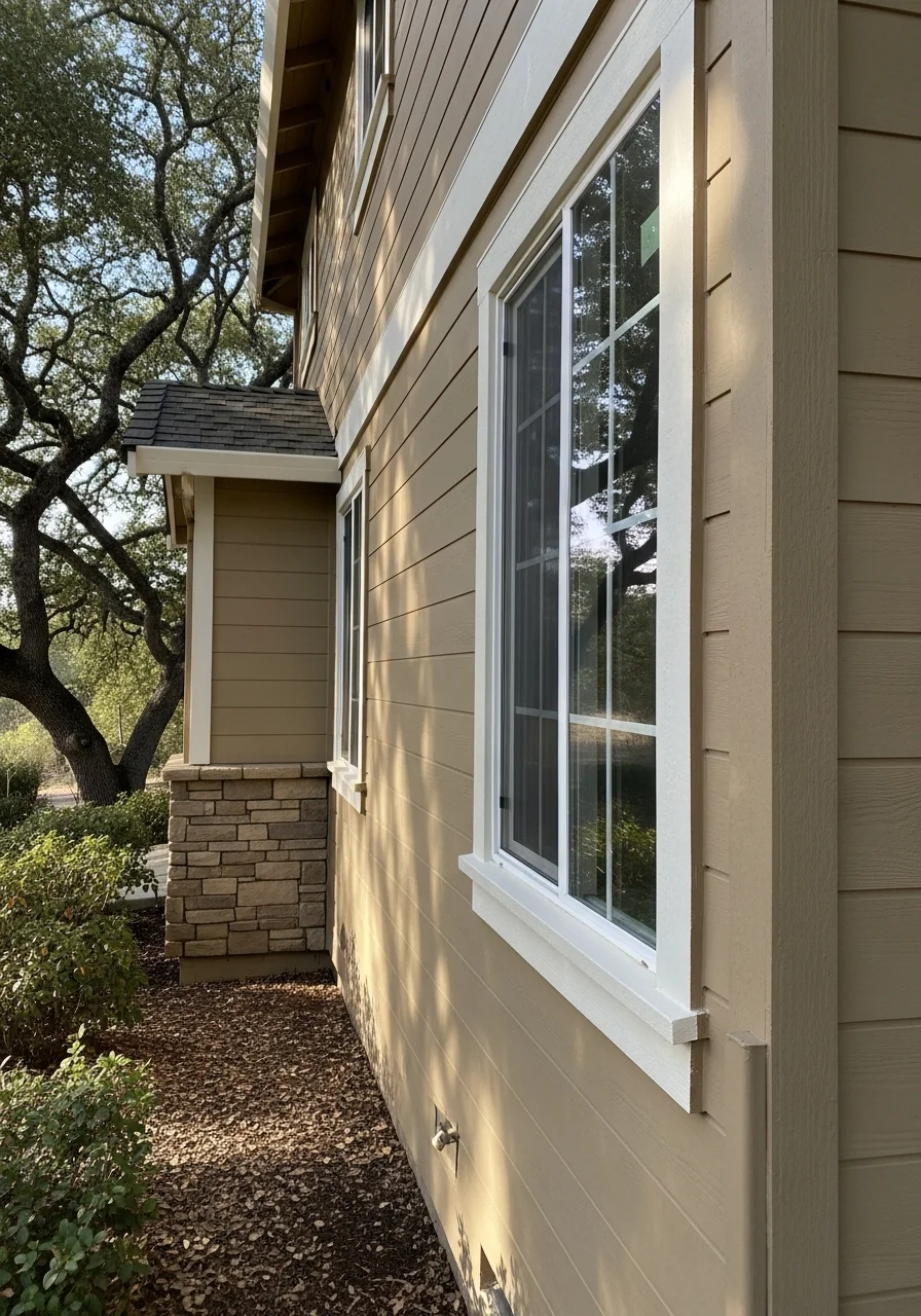 Professional contractor performing skilled work on home exterior with precision and attention to detail.