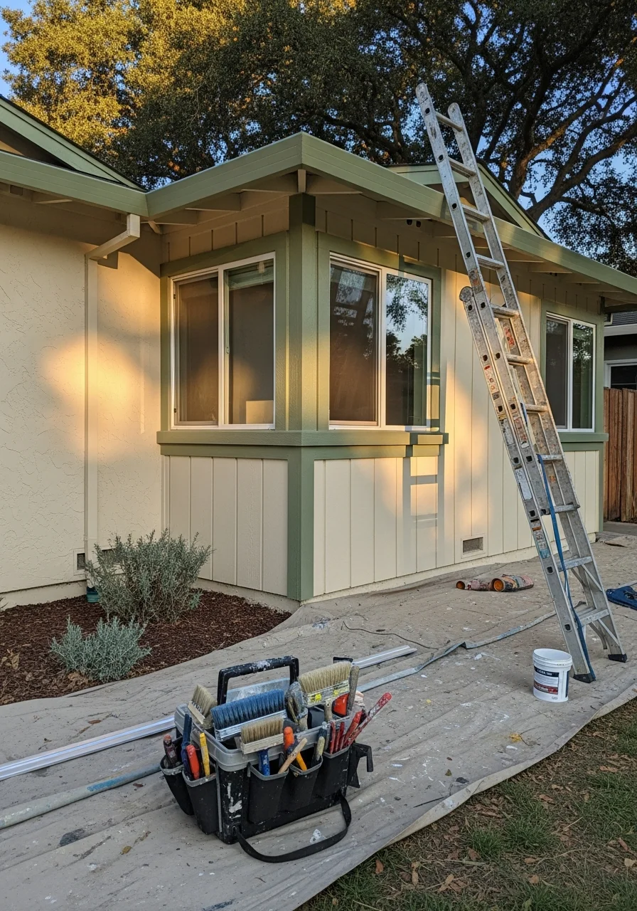 Professional crew member working on home improvement with precision tools and careful attention to detail.