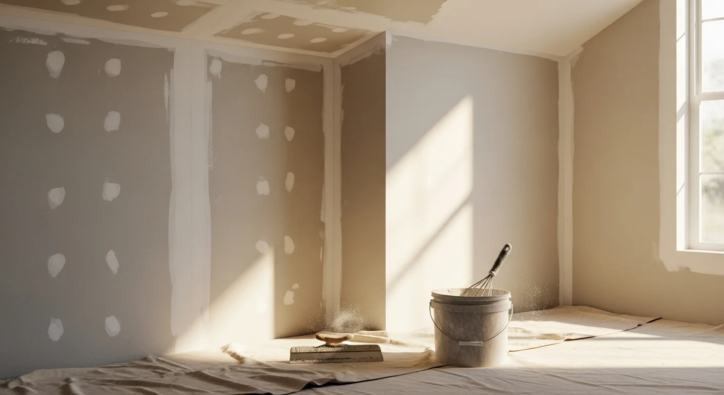 A freshly patched and painted interior wall in an El Dorado Hills home, showing a smooth, texture-matched surface with no visible seams or repair marks. The finished wall is ready for final paint and blends evenly with the surrounding drywall.